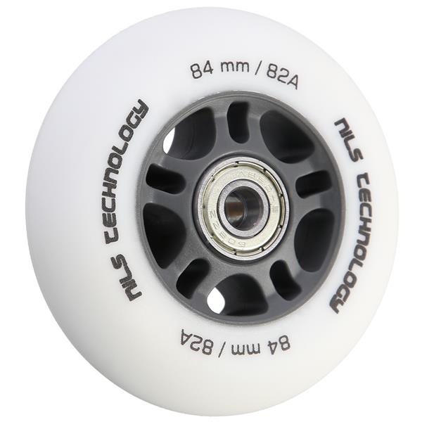 PU 84x24 82A BÍLÁ MATNÁ (4 ks) + ABEC-9 CHROM (8 ks) NILS EXTREME SET