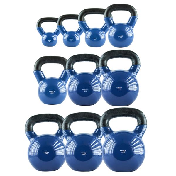 KNV28 BLUE KETTLEBELL CAST IRON VINYL-COATED HMS