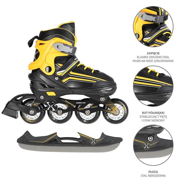 NH18190 2in1 BLACK-ORANGE SIZE L(39-43) SKATING BLADES WITH HOCKEY BLADE NILS EXTREME