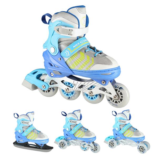 NH18192 4in1 BLUE SIZE M(34-38) SKATING BLADES WITH HOCKEY SKIRT NILS EXTREME