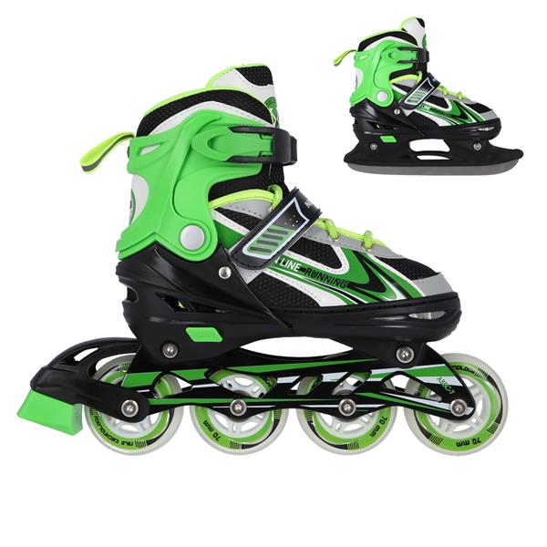 NH18188 A 2in1 GREEN SIZE S(29-33) SKATING BLADES WITH HOCKEY BOARD NILS EXTREME