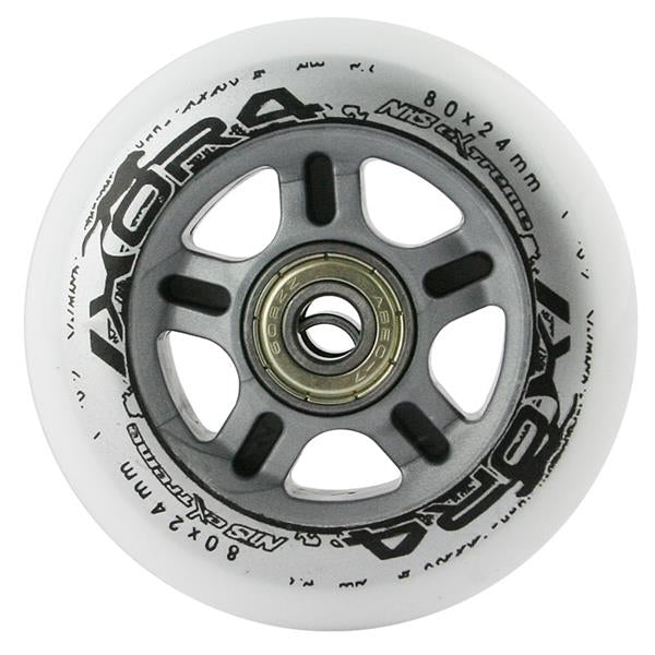 PU 80x24 82A BÍLÁ (4 ks) + ABEC-7 (8 ks) NILS EXTREME SET
