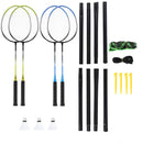 NRZ014 STEEL / BADMINTON SET 4 RACKETS + 3 SHUTTLES + NETS 195x22cm + NILS COVER