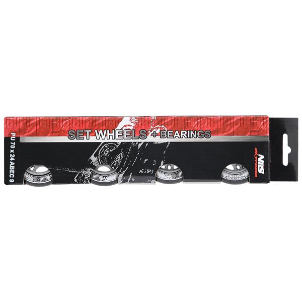 PU 70x24 82A ČERNÁ N (4 ks) + ABEC-9 (8 ks) NILS EXTREME SET