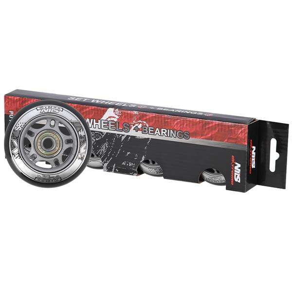 PU 70x24 82A ČERNÁ N (4 ks) + ABEC-9 (8 ks) NILS EXTREME SET