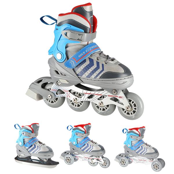 NH18192 4in1 GREY-BLUE SIZE L(39-43) SKATING BLADES WITH HOCKEY SKIRT NILS EXTREME