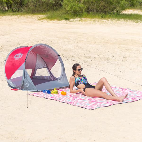 NC3142 RED-GREY SELF-EXTENDING BEACH TENT NILS CAMP FLOOR