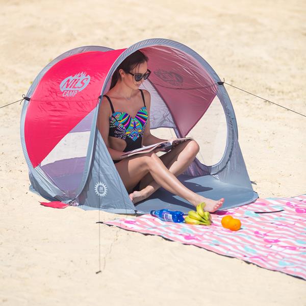 NC3142 RED-GREY SELF-EXTENDING BEACH TENT NILS CAMP FLOOR