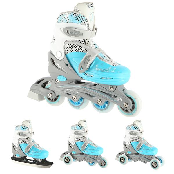 NH18331 BLUE 4in1 SIZE S (31-34) NILS EXTREME INLINE SKATES WITH ADJUSTABLE HOCKEY BLADE