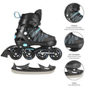 NH11912 A 2w1 BLACK/BLUE ROZM. M(35-38) ŁYŻWOROLKI Z WYM. PŁ. HOKEJOWĄ NILS EXTREME