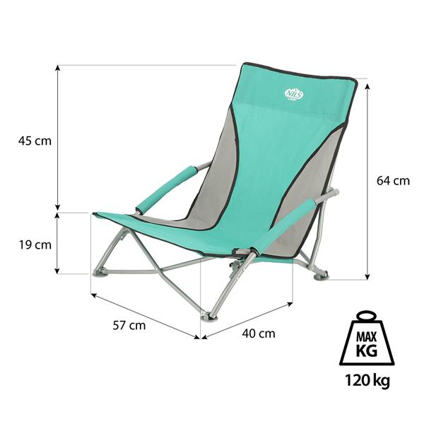 NC3035 GREEN-GREY NILS CAMP BEACH CHAIR