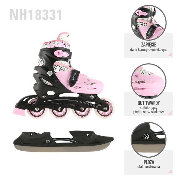 NH18331 PINK 4in1 SIZE M (35-38) NILS EXTREME ROLLER SKATES WITH EXTENDED HOCKEY BLADE