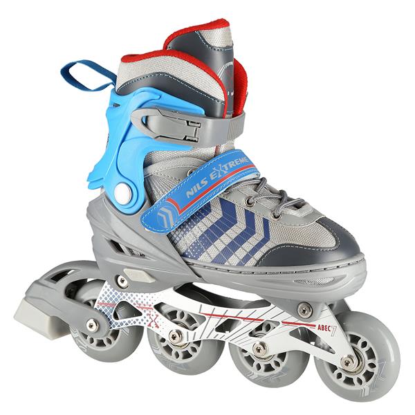 NH18192 4in1 GREY-BLUE SIZE S(29-33) NILS EXTREME ROLLER SKATES WITH HOCKEY BOARD